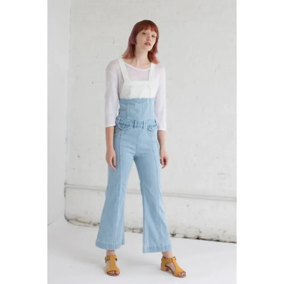 Ulla Johnson Blue Denim Claude Overalls - Picture 1 of 11